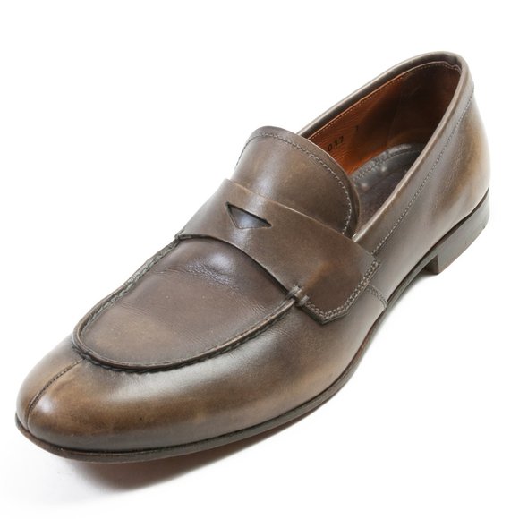 Prada Gray Leather Loafers - Picture 1 of 5